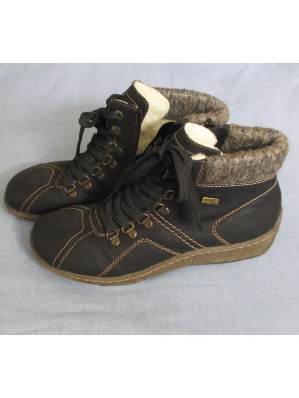 REMONTE TEX Womens Boots US 8 EUR 39 Wool Lined Lace Up Side Zip New and Unworn